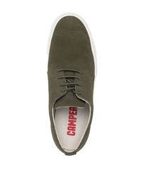 Baskets basses en cuir olive Camper