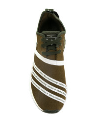 Baskets basses en cuir olive Adidas By White Mountaineering