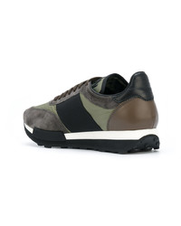 Baskets basses en cuir olive Moncler