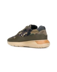 Baskets basses en cuir olive Hogan