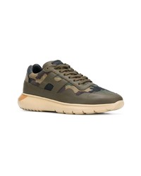 Baskets basses en cuir olive Hogan