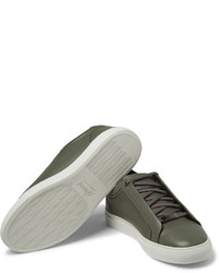 Baskets basses en cuir olive Brioni