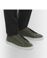 Baskets basses en cuir olive Brioni