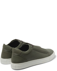 Baskets basses en cuir olive Brioni