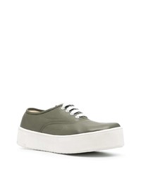 Baskets basses en cuir olive Marni