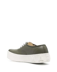 Baskets basses en cuir olive Marni