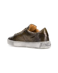 Baskets basses en cuir olive Santoni