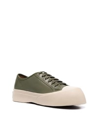 Baskets basses en cuir olive Marni