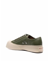 Baskets basses en cuir olive Marni