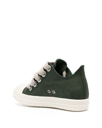 Baskets basses en cuir olive Rick Owens