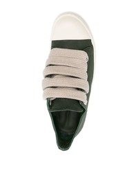 Baskets basses en cuir olive Rick Owens