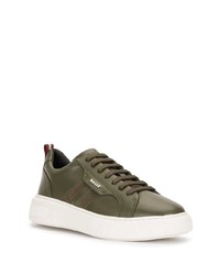 Baskets basses en cuir olive Bally