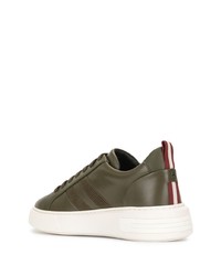 Baskets basses en cuir olive Bally