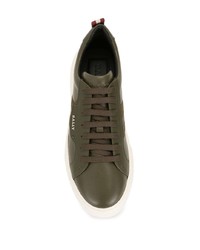 Baskets basses en cuir olive Bally