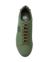 Baskets basses en cuir olive Philipp Plein