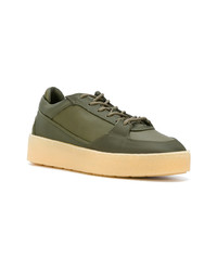 Baskets basses en cuir olive Etq.