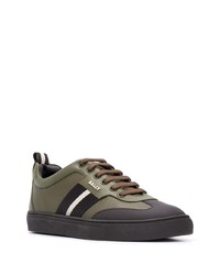 Baskets basses en cuir olive Bally