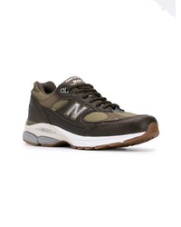 Baskets basses en cuir olive New Balance