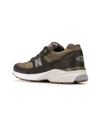 Baskets basses en cuir olive New Balance