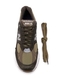 Baskets basses en cuir olive New Balance