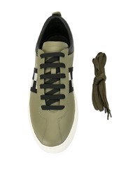 Baskets basses en cuir olive Bally