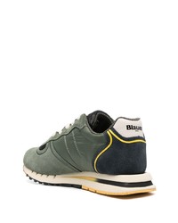 Baskets basses en cuir olive Blauer