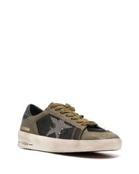 Baskets basses en cuir olive Golden Goose