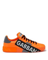 Baskets basses en cuir orange Dolce & Gabbana