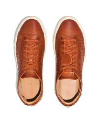 Baskets basses en cuir orange Santoni