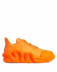 Baskets basses en cuir orange Giuseppe Zanotti