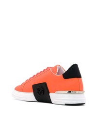 Baskets basses en cuir orange Philipp Plein