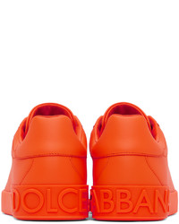 Baskets basses en cuir orange Dolce & Gabbana