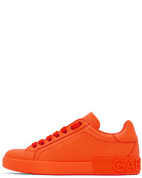 Baskets basses en cuir orange Dolce & Gabbana