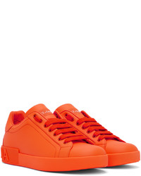 Baskets basses en cuir orange Dolce & Gabbana