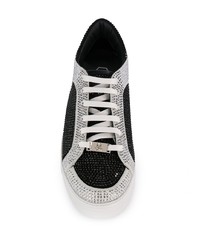 Baskets basses en cuir ornées blanches et noires Philipp Plein