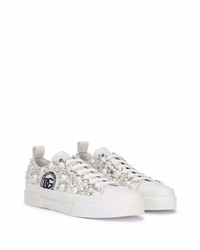 Baskets basses en cuir ornées blanches Dolce & Gabbana