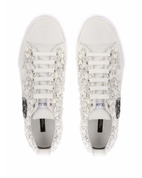 Baskets basses en cuir ornées blanches Dolce & Gabbana