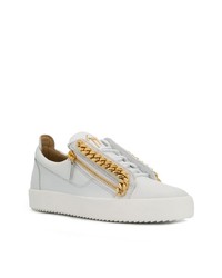 Baskets basses en cuir ornées blanches Giuseppe Zanotti