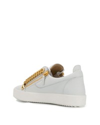 Baskets basses en cuir ornées blanches Giuseppe Zanotti