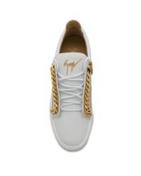 Baskets basses en cuir ornées blanches Giuseppe Zanotti