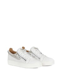 Baskets basses en cuir ornées blanches Giuseppe Zanotti