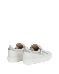 Baskets basses en cuir ornées blanches Giuseppe Zanotti