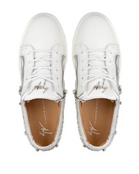 Baskets basses en cuir ornées blanches Giuseppe Zanotti