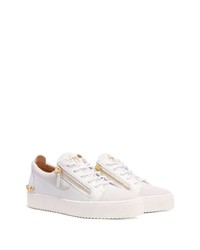 Baskets basses en cuir ornées blanches Giuseppe Zanotti