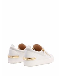 Baskets basses en cuir ornées blanches Giuseppe Zanotti