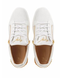 Baskets basses en cuir ornées blanches Giuseppe Zanotti