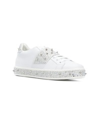 Baskets basses en cuir ornées blanches Philipp Plein