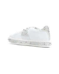 Baskets basses en cuir ornées blanches Philipp Plein