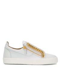 Baskets basses en cuir ornées blanches Giuseppe Zanotti