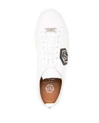 Baskets basses en cuir ornées blanches Philipp Plein